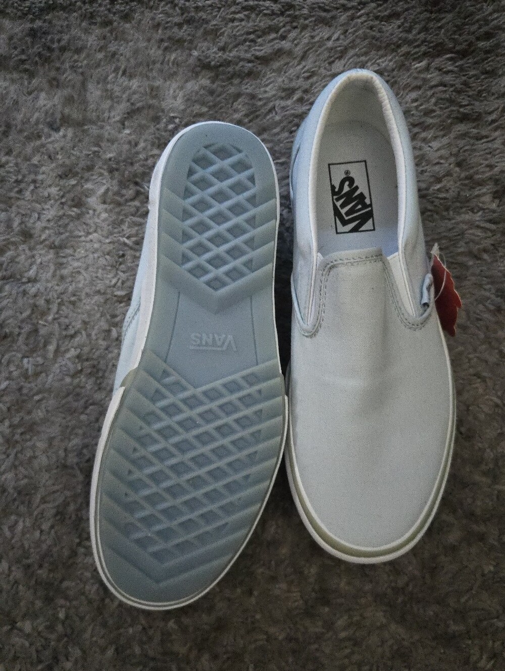 Vans Classic Slip On Women 9.5 Platform Pastel White And Light Blue 072026 - Picture 5 of 8